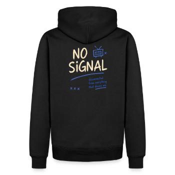 Pas de signal – Vibrations déconnectées - Sweat à capuche Premium bio Homme - noir - Dos - Nico (187cm)