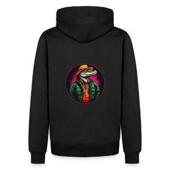 Crocodile alligator coloré avec lunettes de soleil et chapeau - Sweat à capuche Premium bio Homme - noir - Dos - Nico (187cm)