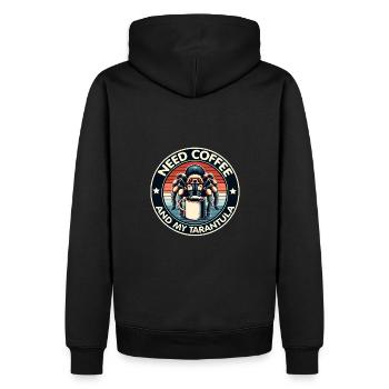 Brauche nur Kaffee und meine Vogelspinne - Männer Premium Bio Hoodie - Schwarz - Hinten - Nico (187cm)