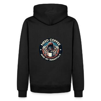 Brauche nur Kaffee und meine Vogelspinne - Männer Premium Bio Hoodie - Schwarz - Hinten - Nico (187cm)