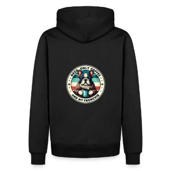 J’ai juste besoin de café et de mon Frenchie - Sweat à capuche Premium bio Homme - noir - Dos - Nico (187cm)