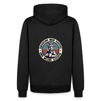 Brauche nur Kaffee und meine Ziegen - Männer Premium Bio Hoodie - Schwarz - Hinten - Nico (187cm)
