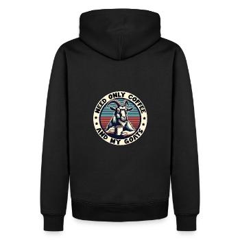 Brauche nur Kaffee und meine Ziegen - Männer Premium Bio Hoodie - Schwarz - Hinten - Nico (187cm)