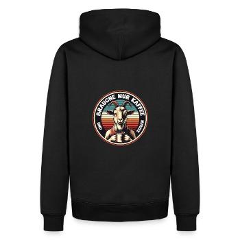 Brauche nur Kaffee und meine Ziegen - Männer Premium Bio Hoodie - Schwarz - Hinten - Nico (187cm)