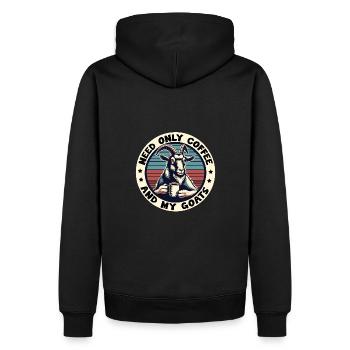 Brauche nur Kaffee und meine Ziegen - Männer Premium Bio Hoodie - Schwarz - Hinten - Nico (187cm)