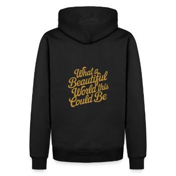 Quel beau monde cela pourrait être - Sweat à capuche Premium bio Homme - noir - Dos - Nico (187cm)
