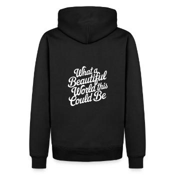 Quel beau monde cela pourrait être - Sweat à capuche Premium bio Homme - noir - Dos - Nico (187cm)