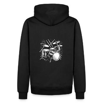 Schlagzeug Schlagzeuger Destroy Silence Rockband. - Männer Premium Bio Hoodie - Schwarz - Hinten - Nico (187cm)