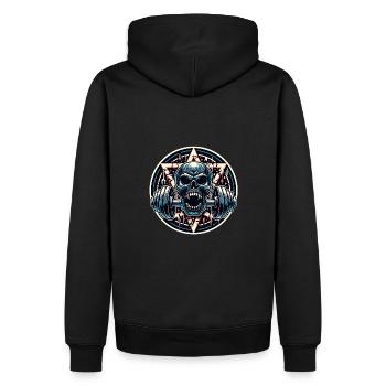 Crâne avec Pentagramme Entraînement Haltère Musculation - Sweat à capuche Premium bio Homme - noir - Dos - Nico (187cm)
