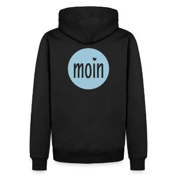 Moin Herz - norddeutscher Gruß - Männer Premium Bio Hoodie - Schwarz - Hinten - Nico (187cm)