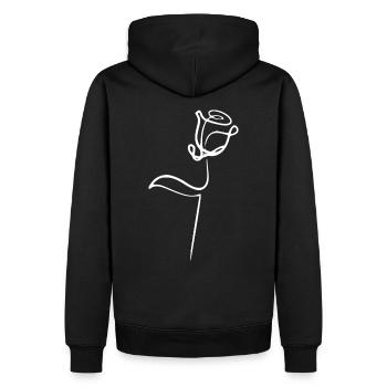Rose - dezent - Blumen Garten - Rosenliebe - Männer Premium Bio Hoodie - Schwarz - Hinten - Nico (187cm)