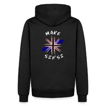 Make Sense - Men’s Premium Organic Hoodie - black - Back - Nico (187cm)