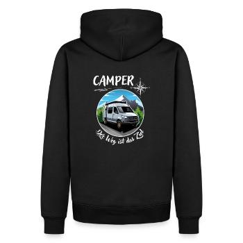 Camper-Kastenwagen Wohnmobil Spruch + Motiv - Männer Premium Bio Hoodie - Schwarz - Hinten - Nico (187cm)