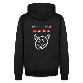 Guck nicht so blöd Kleiner Pisser-Party Fun Shirt - Männer Premium Bio Hoodie - Schwarz - Hinten - Nico (187cm)