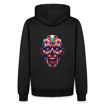 Zombie géométrique : Art polygonal vibrant - Sweat à capuche Premium bio Homme - noir - Dos - Nico (187cm)