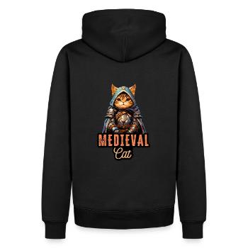 Chat médiéval : conception d’armure fantastique - Sweat à capuche Premium bio Homme - noir - Dos - Nico (187cm)