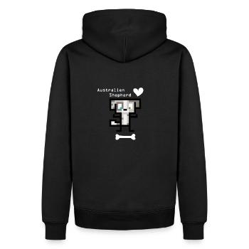 Australien Shepherd liebt den Knochen - Männer Premium Bio Hoodie - Schwarz - Hinten - Nico (187cm)