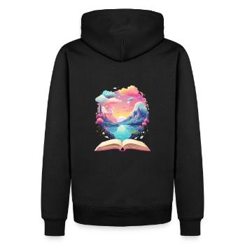 Zauberhafte Bücher Welten - Männer Premium Bio Hoodie - Schwarz - Hinten - Nico (187cm)