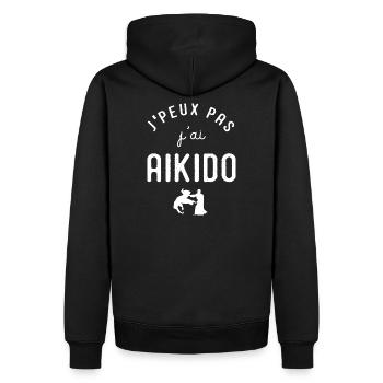 J'peux pas j'ai aikido cadeau humour sport karaté - Sweat à capuche Premium bio Homme - noir - Dos - Nico (187cm)