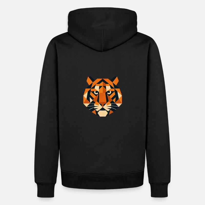 Polygon Tiger - Männer Premium Bio Hoodie - Schwarz