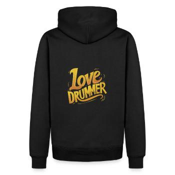 J’adore le batteur, j’adore la batterie. - Sweat à capuche Premium bio Homme - noir - Dos - Nico (187cm)