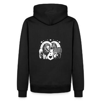 Leo et Zèbre Amour et amitié - Sweat à capuche Premium bio Homme - noir - Dos - Nico (187cm)