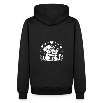 Amitié Amis Chiens et Chats Pour Toujours, - Sweat à capuche Premium bio Homme - noir - Dos - Nico (187cm)
