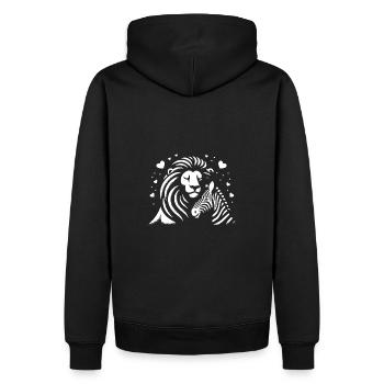 Leo et Zèbre Amour et amitié - Sweat à capuche Premium bio Homme - noir - Dos - Nico (187cm)