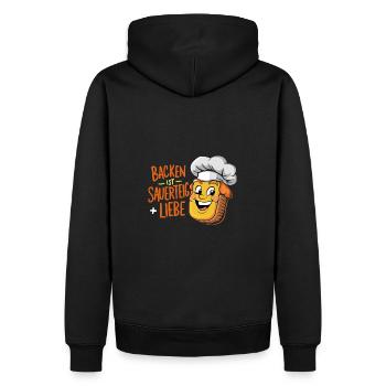 Backen ist Sauerteig und Liebe - Männer Premium Bio Hoodie - Schwarz - Hinten - Nico (187cm)