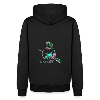 Lila Apfelschädel - Männer Premium Bio Hoodie - Schwarz - Hinten - Nico (187cm)