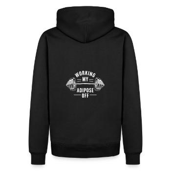 Langhantel mit Gewichten Motivations Spruch - Männer Premium Bio Hoodie - Schwarz - Hinten - Nico (187cm)