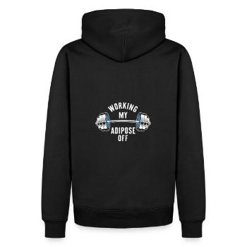 Langhantel mit Gewichten Motivations Spruch - Männer Premium Bio Hoodie - Schwarz - Hinten - Nico (187cm)