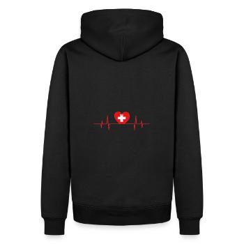 Heartbeat Suisse - Sweat à capuche Premium bio Homme - noir - Dos - Nico (187cm)