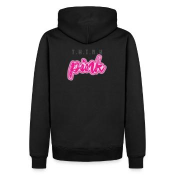 Think Pink! - Men’s Premium Organic Hoodie - black - Back - Nico (187cm)