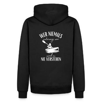 Kajak-Kanu-Wassersport-Spruch-Kanadier-Kajak Sport - Männer Premium Bio Hoodie - Schwarz - Hinten - Nico (187cm)