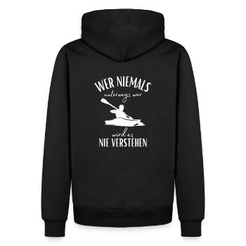 Kajak-Kanu-Wassersport-Spruch-Kanadier-Kajak Sport - Männer Premium Bio Hoodie - Schwarz - Hinten - Nico (187cm)