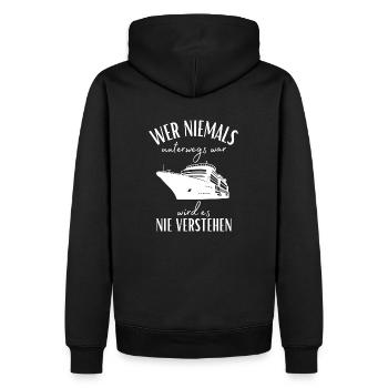 Kreuzfahrt-Seereise-Wer niemals unterwegs war... - Männer Premium Bio Hoodie - Schwarz - Hinten - Nico (187cm)