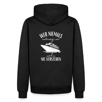 Kreuzfahrt-Seereise-Wer niemals unterwegs war... - Männer Premium Bio Hoodie - Schwarz - Hinten - Nico (187cm)