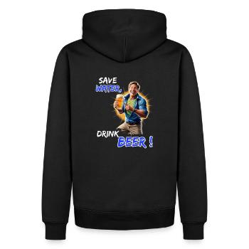 Save Water, Drink Beer - Funny Party Outfit - Men’s Premium Organic Hoodie - black - Back - Nico (187cm)
