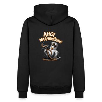 Ahoy Warnemünde ! Drôle de mouette avec ancre - Sweat à capuche Premium bio Homme - noir - Dos - Nico (187cm)