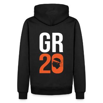 GR20 trek randonnée Corse Gr20 gr 20 GR 20 - Sweat à capuche Premium bio Homme - noir - Dos - Nico (187cm)