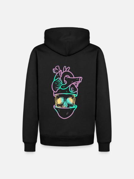 Heart Skull 3 purple - Men’s Premium Organic Hoodie - black