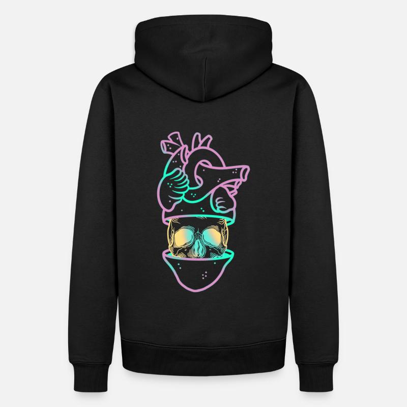 Heart Skull 3 mauve - Sweat à capuche Premium bio Homme - noir
