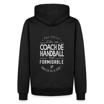 coach handball formidable cadeau sport handball - Sweat à capuche Premium bio Homme - noir - Dos - Nico (187cm)