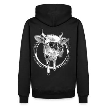 Vache bovins drôle animal rire drôle - Sweat à capuche Premium bio Homme - noir - Dos - Nico (187cm)