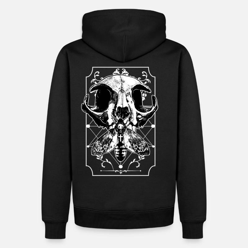 Insecte, crâne chat, nuit halloween - Sweat à capuche Premium bio Homme - noir