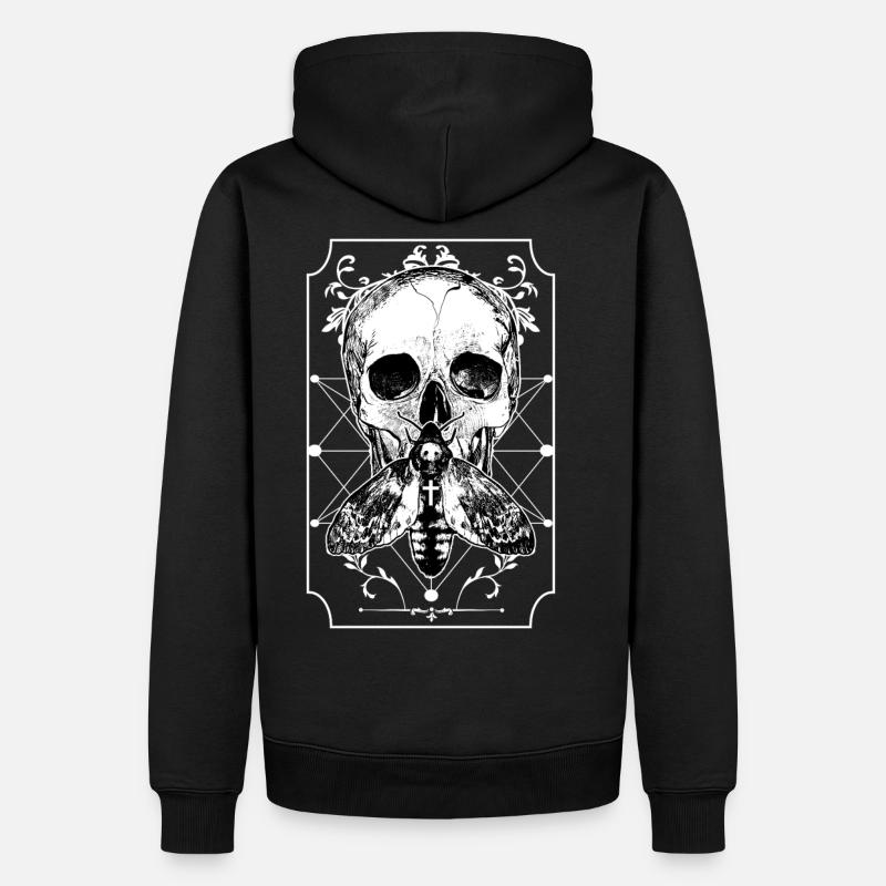 Totenkopf Motte Gothic Schädel Knochen - Männer Premium Bio Hoodie - Schwarz