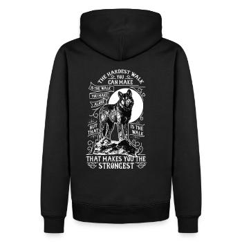 Lonely wolf - Men’s Premium Organic Hoodie - black - Back - Nico (187cm)