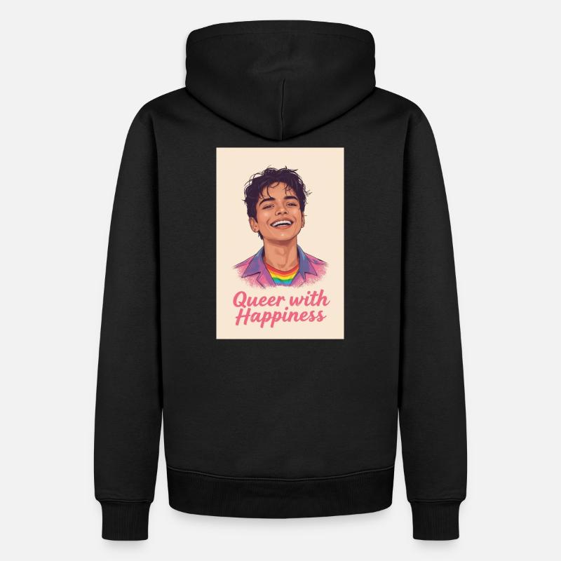Queer with happiness - Männer Premium Bio Hoodie - Schwarz