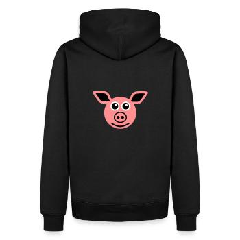 ★ Designfarben änderbar ★ Gesicht Schwein - Männer Premium Bio Hoodie - Schwarz - Hinten - Nico (187cm)